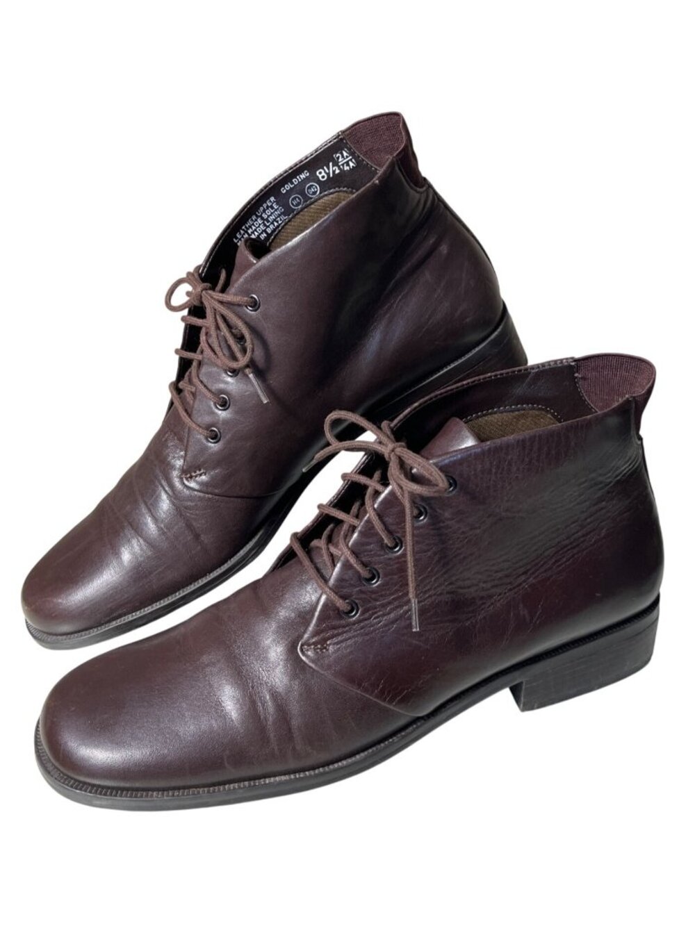 Chocolate Brown Leather Ankle Boots Minimalist Lace Up Easy Spirit Golding  Wm 8